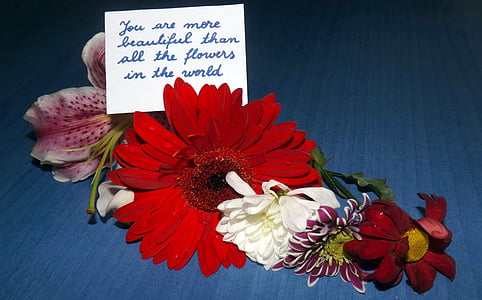 flowers, message, love