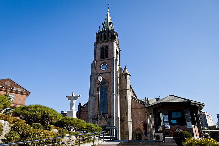 Myeongdong, Cathedral, Seoul, Korea, kirke, arkitektur, bygning