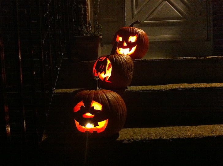 pumpor, Halloween, hösten, Orange, oktober, Celebration, natt