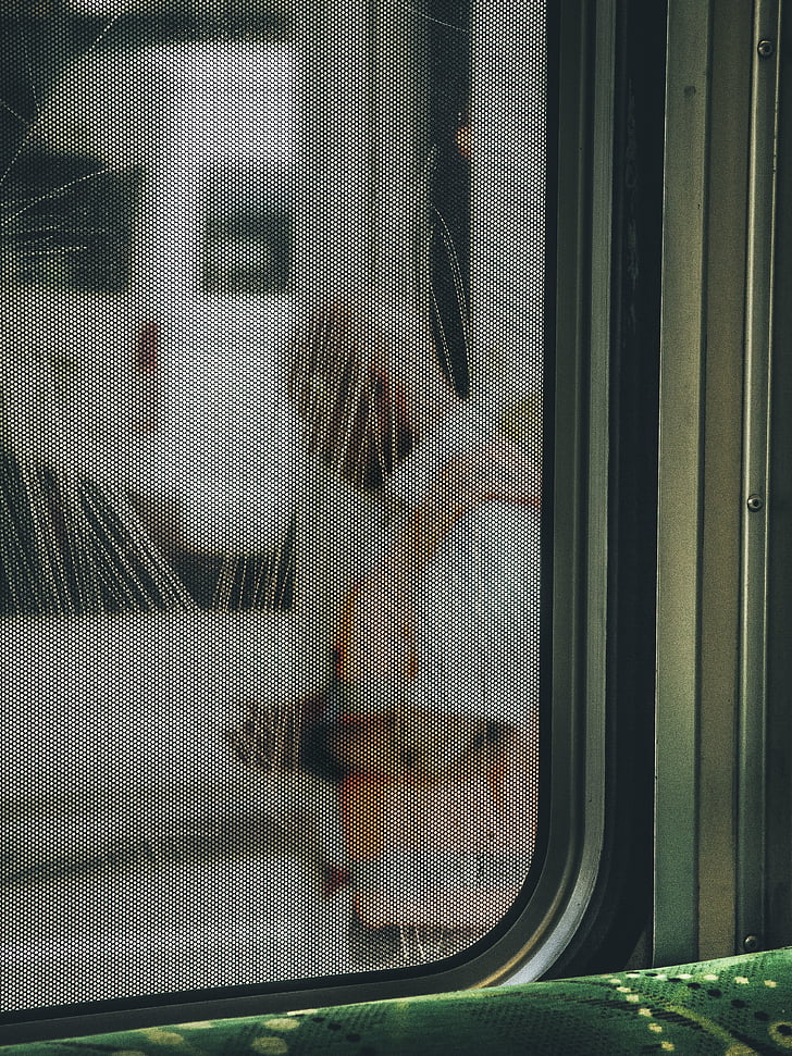 traukinys, langas, žmonės, vyras, kelionės