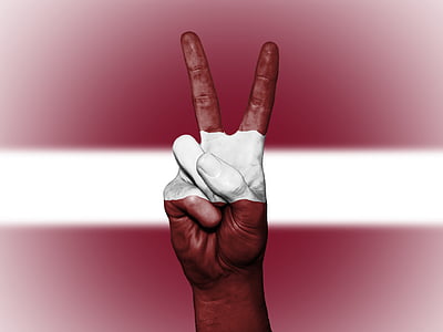 Λετονία, ειρήνη, χέρι, έθνος, φόντο, πανό, χρώματα