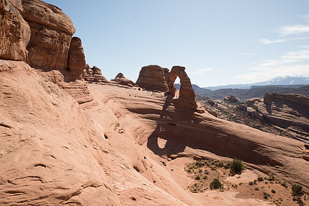 rode rotsen, bogen, Utah, Moab, zuidwesten, woestijn, Amerika