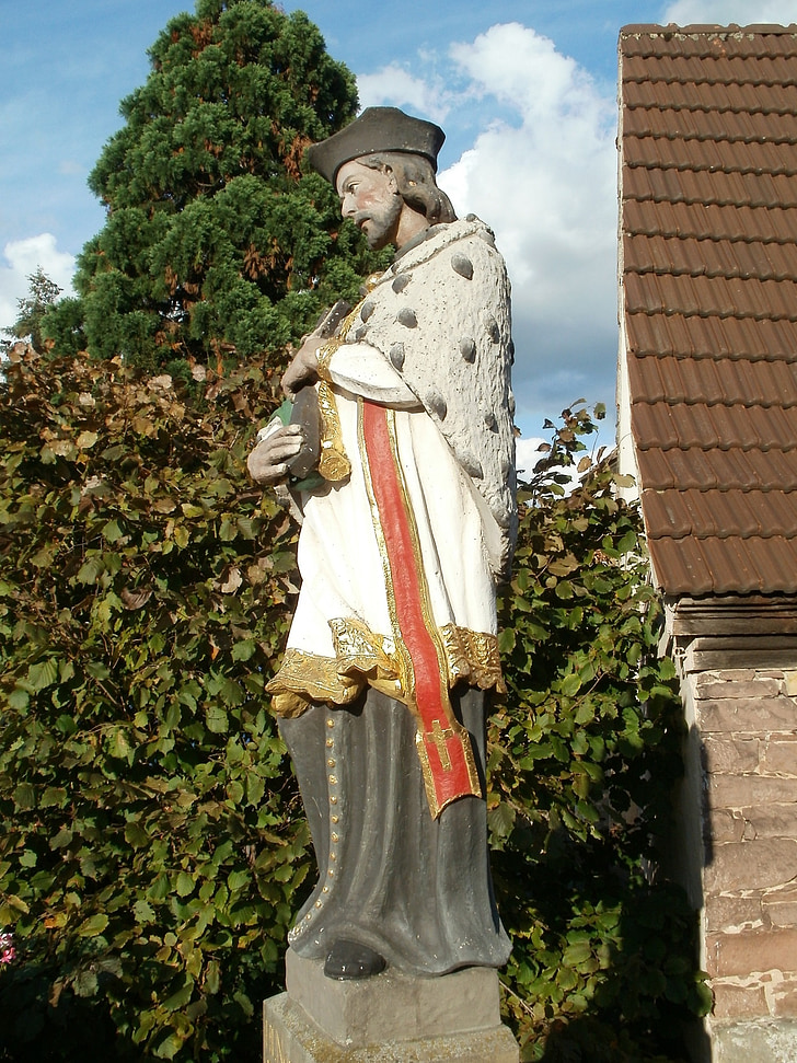 standbeeld, martelaar, St nepomuk, beeldhouwkunst, Europa, kraichbach, persoon