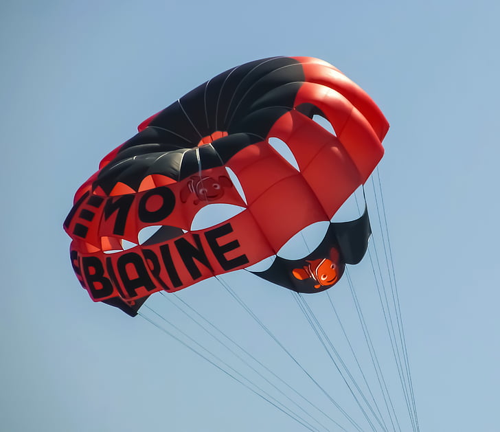 parachute, colorful, funny, orange, paragliding, sport