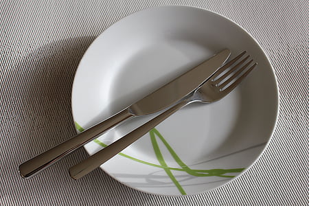 plate, cutlery, knife, fork, cover