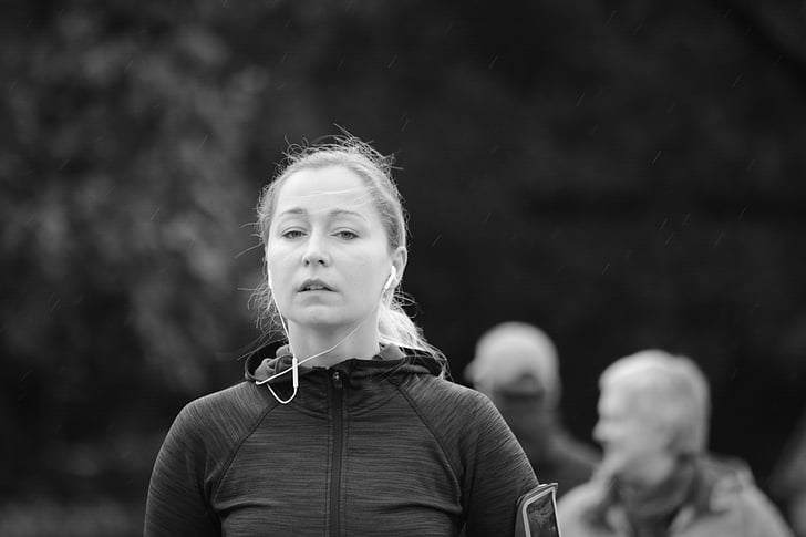 adult, black-and-white, blur, exercise, facial expression, fashion, jog