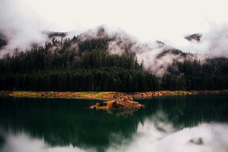 Oregon, Lac, eau, réflexions, lever du soleil, matin, nuages