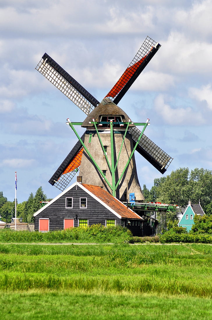 Holland, vindmølle, Zaanse schans