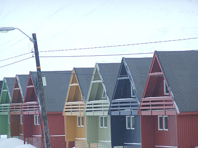 huizen, kleuren, Noorwegen, sneeuw