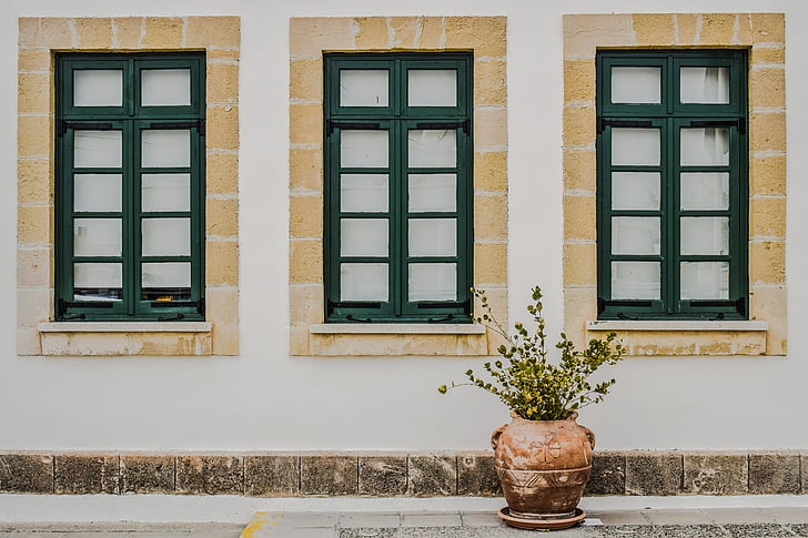 Cyprus, Paralimni, škola, Windows, drevené, Zelená, tradičné