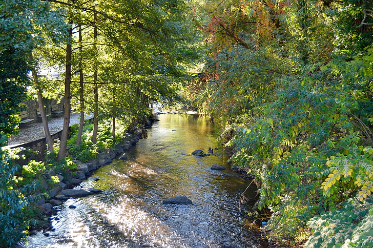 stream, village, germany, scenery