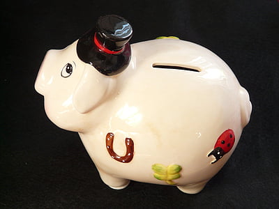pig, savings bank, cylinder, horseshoe, pink, save, luck