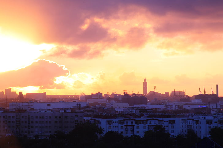 zachód słońca, Potwór, Casablanca, niebo, Fantasy, średniowieczny, Majestic