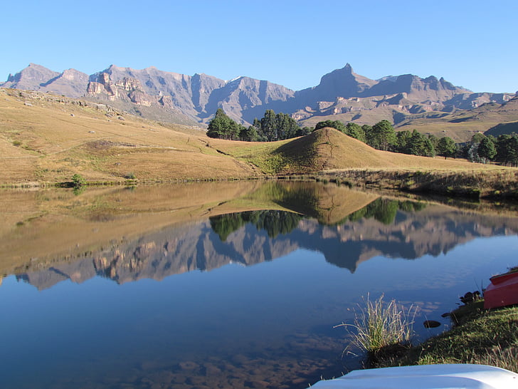 Drakensberg, KwaZulu-natal, dağ, dağlar, Fairways, Açık, bakış