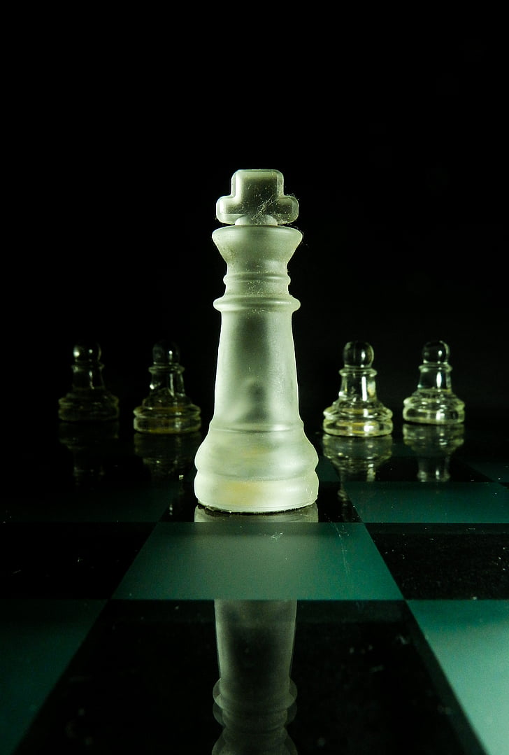 šah, dijelovi, Kralj, pješak, šahovskoj ploči, igra, bijeli