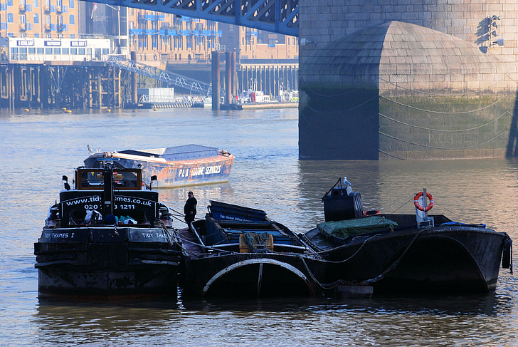 barges, river, refuse service, thames, london