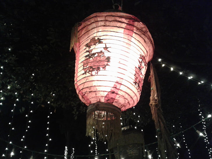 red, white, lantern, light, night, lamp, holiday