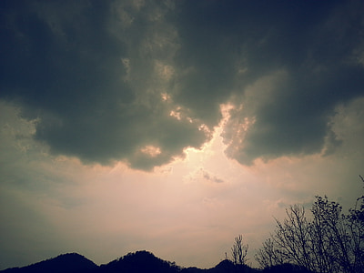 pilvet, varjoisa pilviä, Horizon, mustia pilviä, aikakaudella pelko, Luonto, Sunset