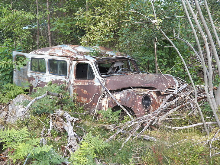 auto, nevyžiadanej, Rust, poškodené, staré, automobil, opustené