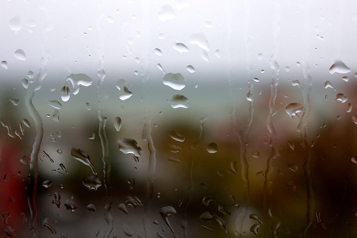 drop, window, rain, glass