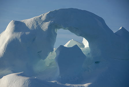 Grenlande, aisbergs, ledus, sniega, diena, ārpus telpām, kalns