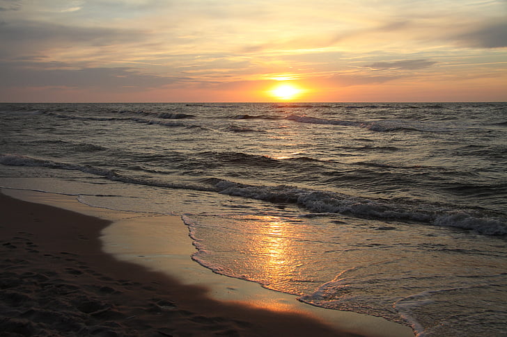 mar, días de fiesta, puesta de sol, paisaje, el mar Báltico, noche, vacaciones
