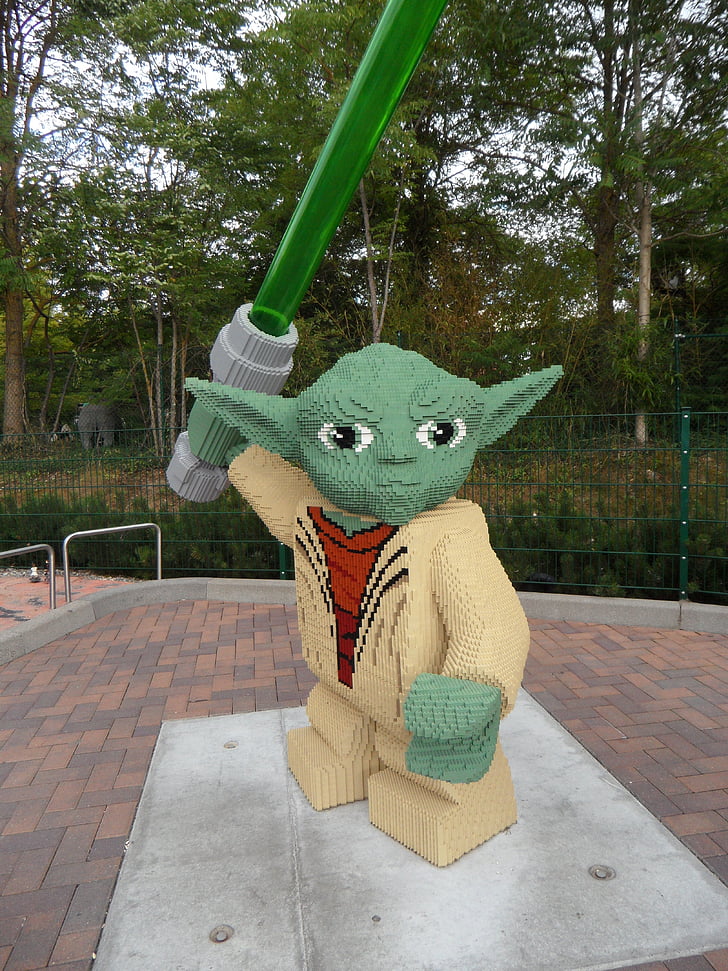 Yoda, Star wars, espada laser, blocos de Lego, de lego, Legoland, Figura