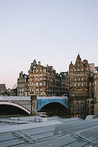 Sjever, most, gradnja, na krovu, Edinburgh, sjevernom mostu, arhitektura