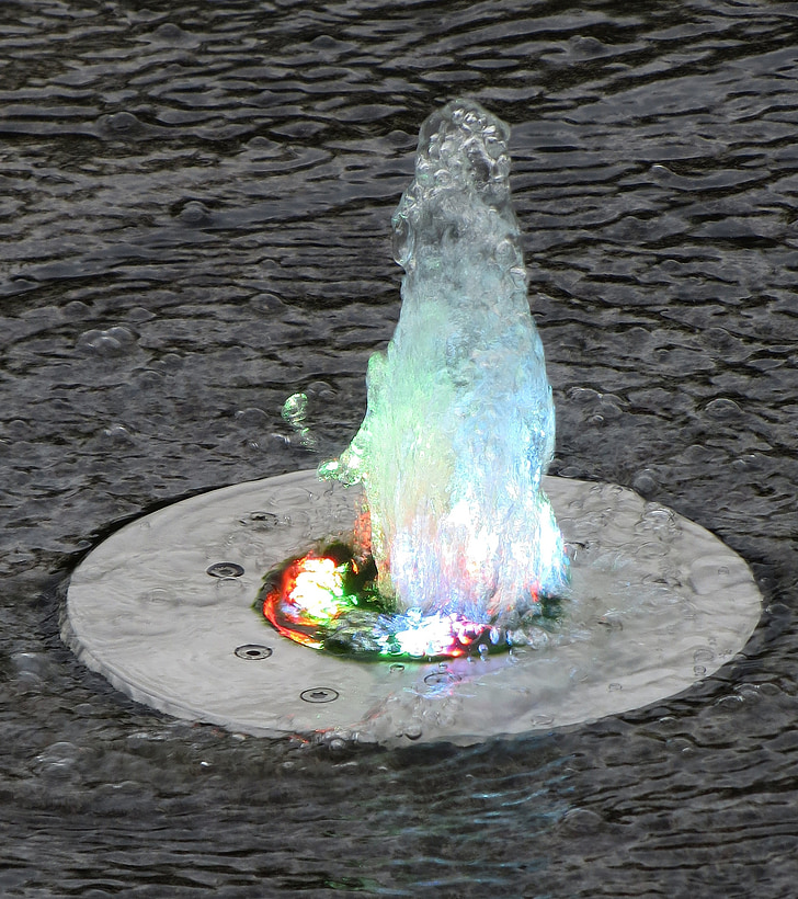 fountain, water, lamps, color, water fountain