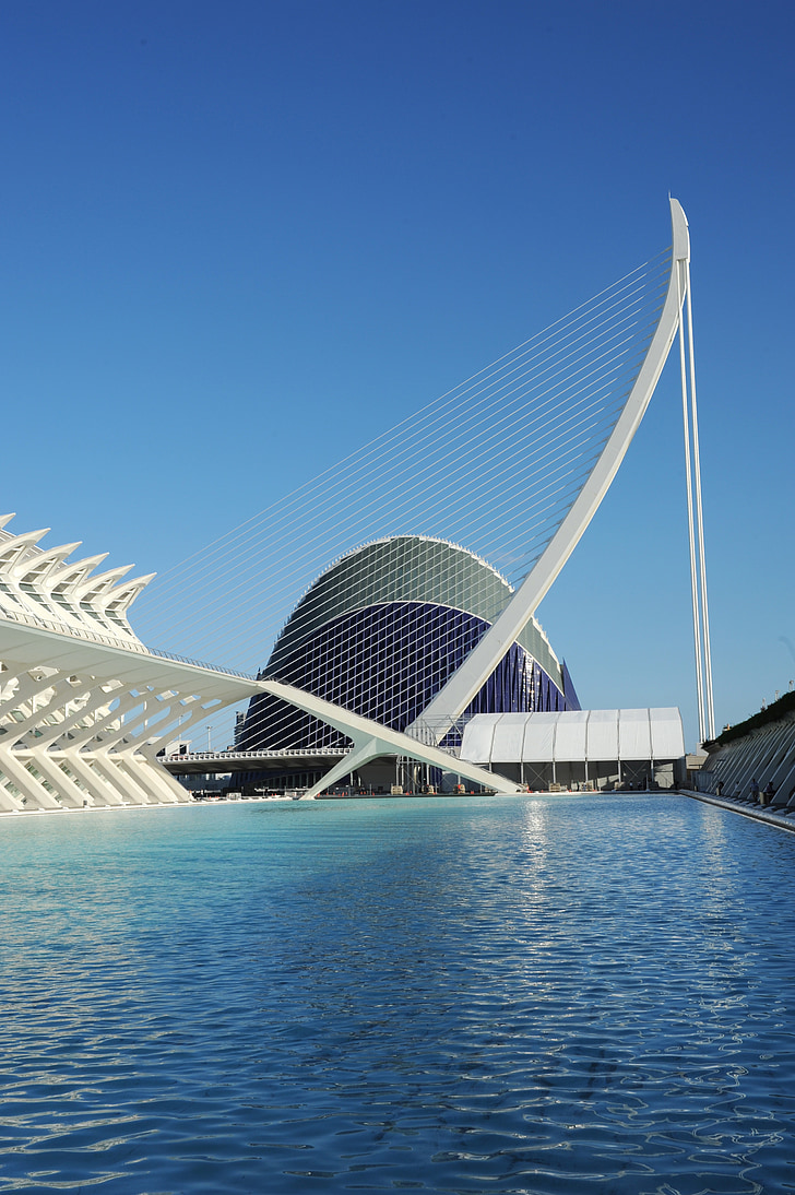 Valencia, Spānija, arhitektūra, ēka, mūsdienu, saule, zilas debesis