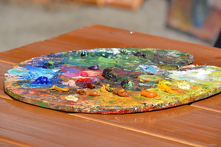 จานสี, สี, ความคิดสร้างสรรค์, ศิลปิน, สี, รูปภาพ, การวาดภาพ