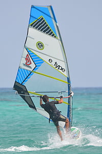 windsurfing, człowiek, ludzie, sportowe, morze, Fuerteventura