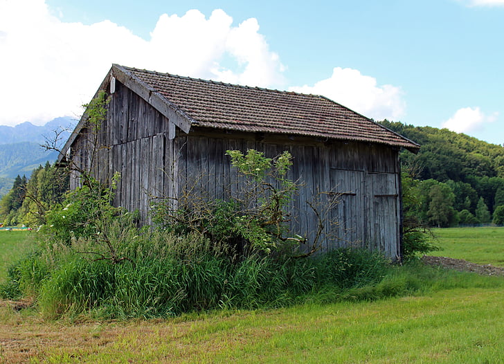 field, barn, hut, meadow, nature, field barn, old