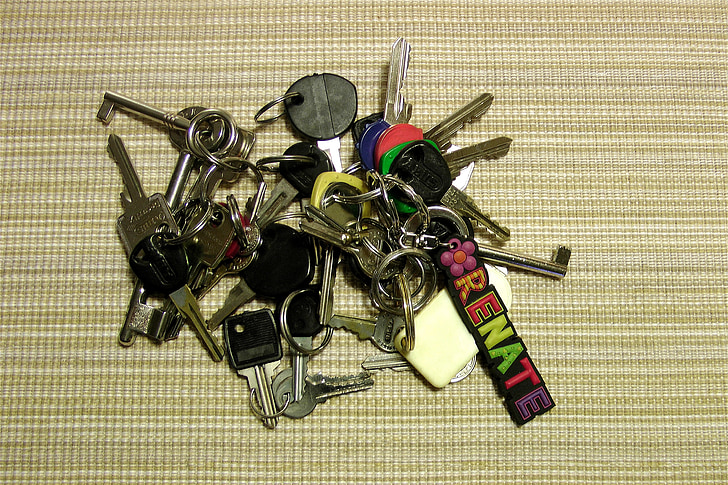 ključ, privjesak za ključeve, datoteka, metala, sjajna, metalik