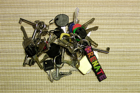 nyckel, nyckelring, fil, metall, glänsande, Metallic