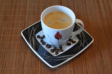 커피 콩, 커피, 음료, 카페인, 아로마, 갈색, 한 잔의 커피