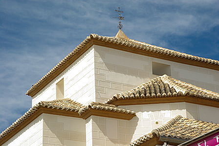 Spanyolország, Lorca, Tetőfedő, csempe, templom