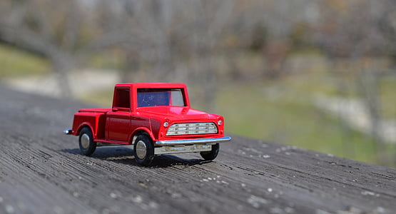 truck, red, toy, vehicle, transportation, transport, delivery