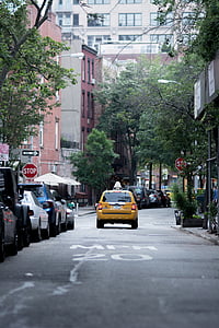 車, 市, 道路, ストリート, タクシー, 黄色のタクシー, 車