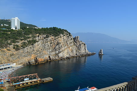kayalar, plaj, deniz manzarası, Kırım, Yalta