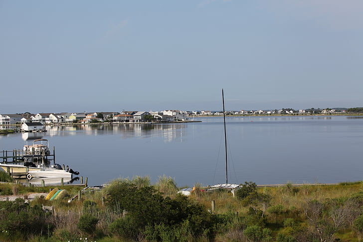 Isla de Fenwick, Delaware, assawoman, Bahía, plácida, verano, orilla del mar