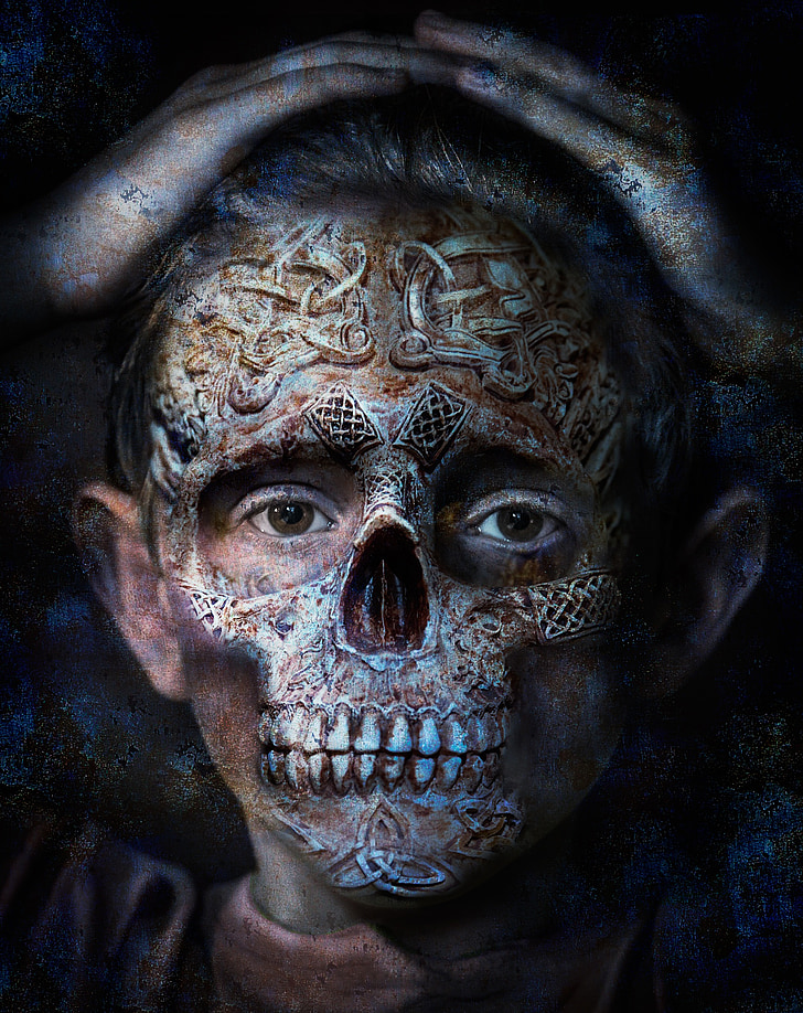 skull, photo manipulation, bone, cranium, frightening, fun, halloween