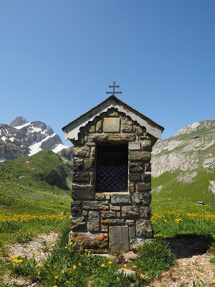chapel, säntis, bergdorf, meglisalp, alpine village, appenzell, innerrhoden