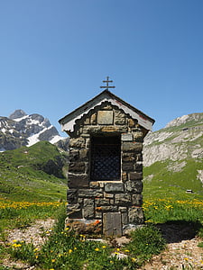 kaple, Säntis, Bergdorf, meglisalp, alpské vesnice, Appenzell, Innerrhoden
