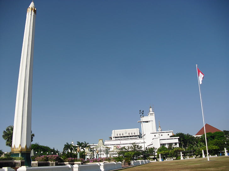 Tugu pahlawan, Surabaya, Jawa timur, Indonézia, ázsiai, történelmi, szobor