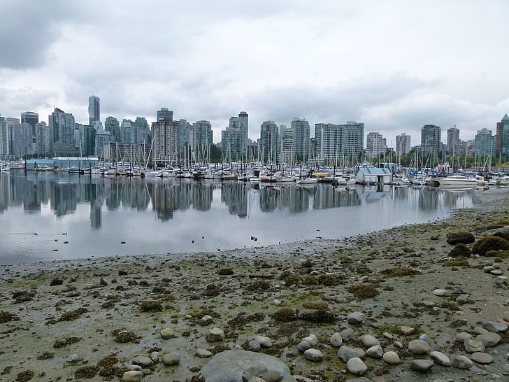 Vancouver, byen, britisk columbia, Canada, vann, refleksjon, hav