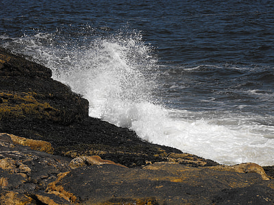 wave, splash, ocean, water, coast, rocks