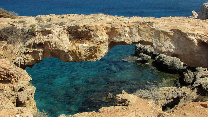 Cyprus, Cavo greko, Korakas brug, landschap, Rock, zee, blauw
