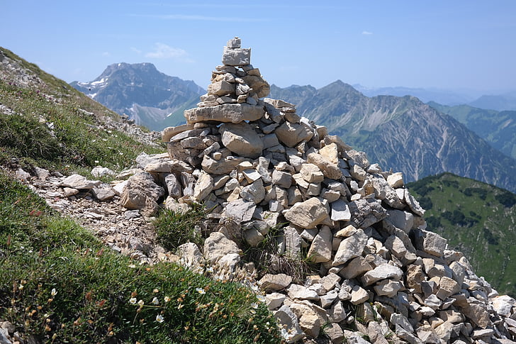 Cairn, büyük başparmak, Breitenberg, taş, Allgäu, Allgäu alps