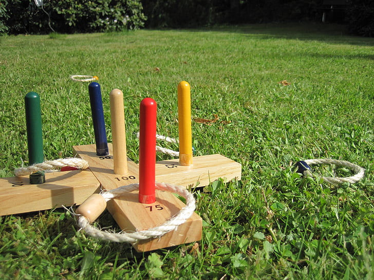 juego, Hoop-la, anillos, madera, jardín, diversión
